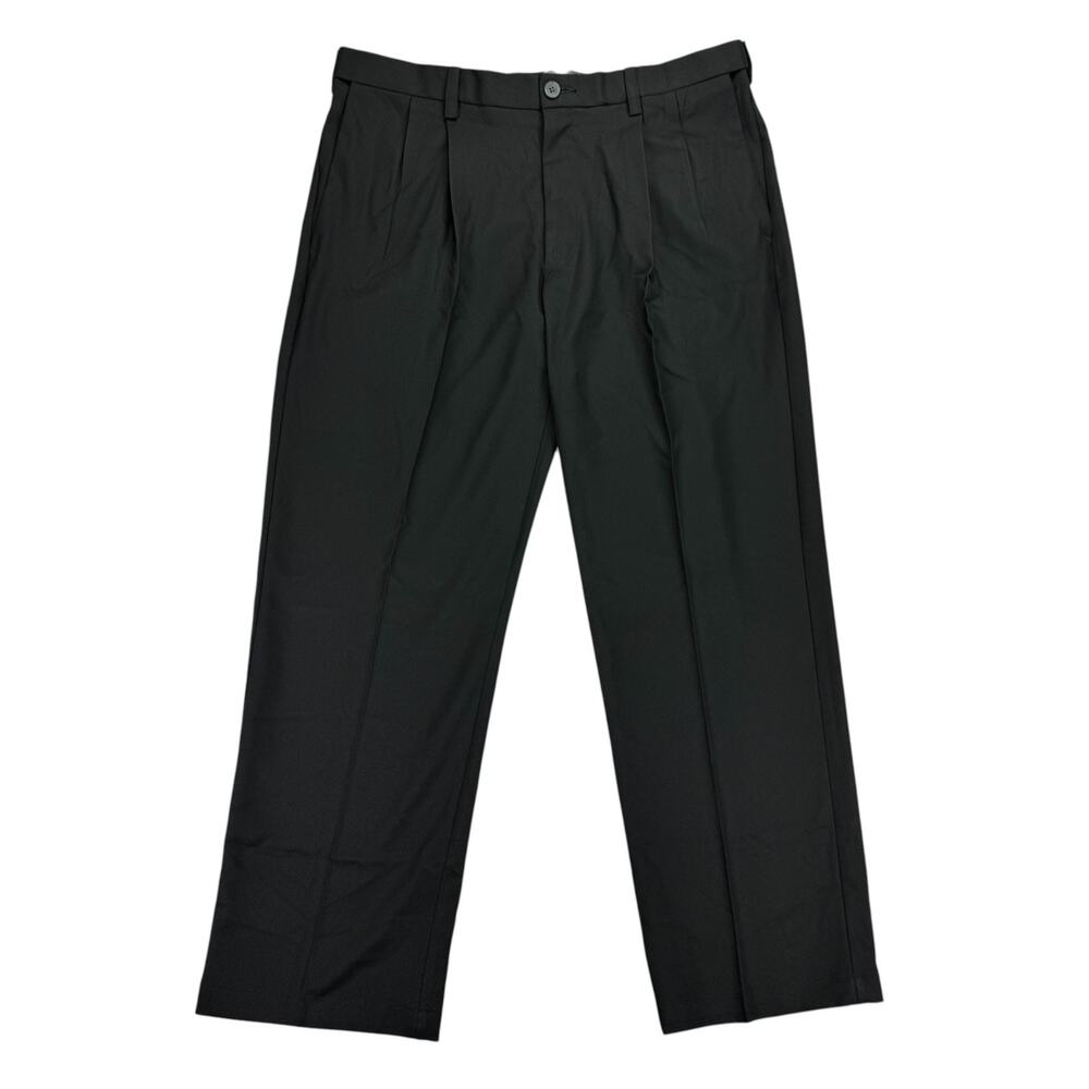 Haggar Mens Cool 18 Pro Classic Fit Pleated Stretch Dress Pants Black 36x29